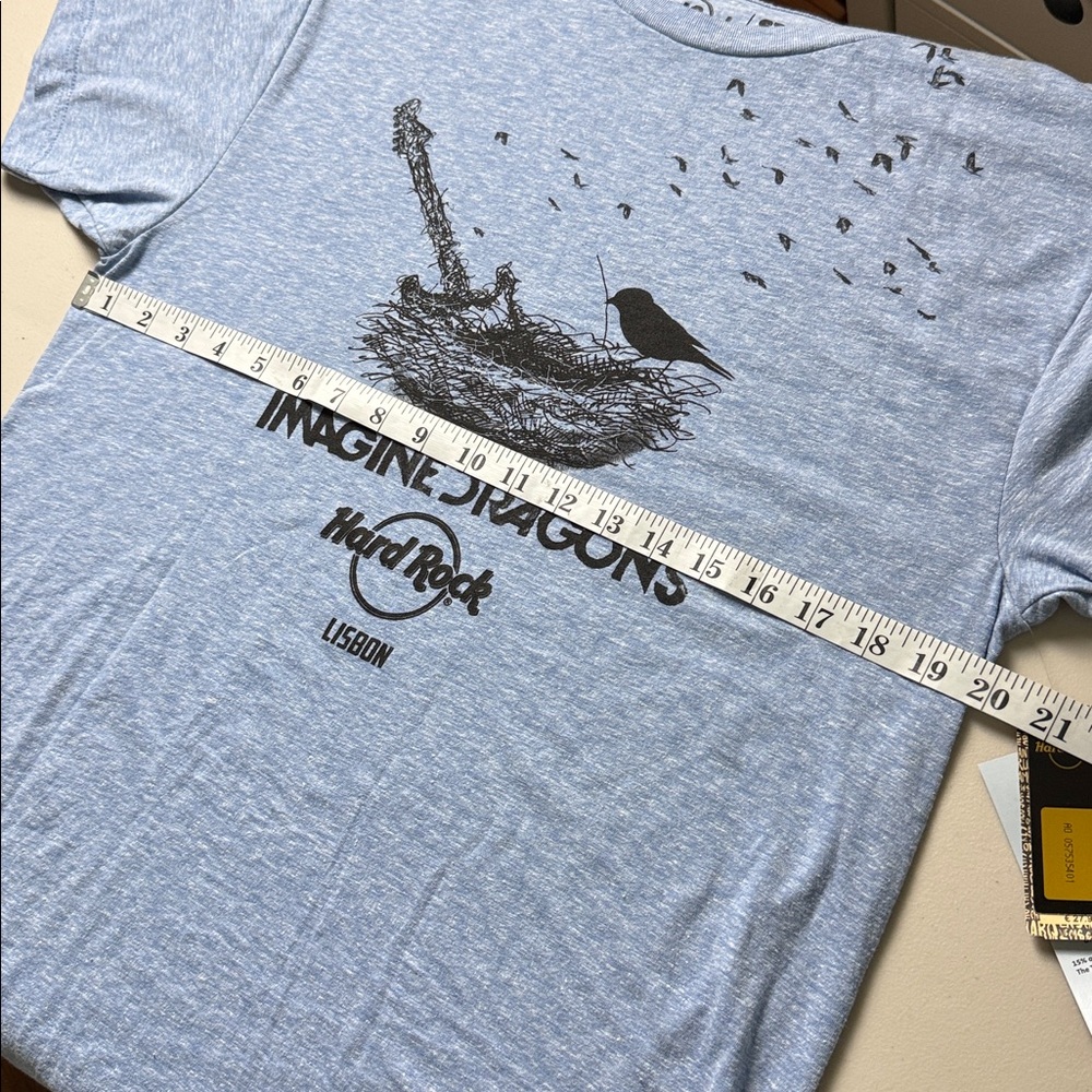 Imagine Dragons Hard Rock Cafe Lisbon Graphic Tee, Heather Blue, Size M (NWT) - Picture 7 of 9